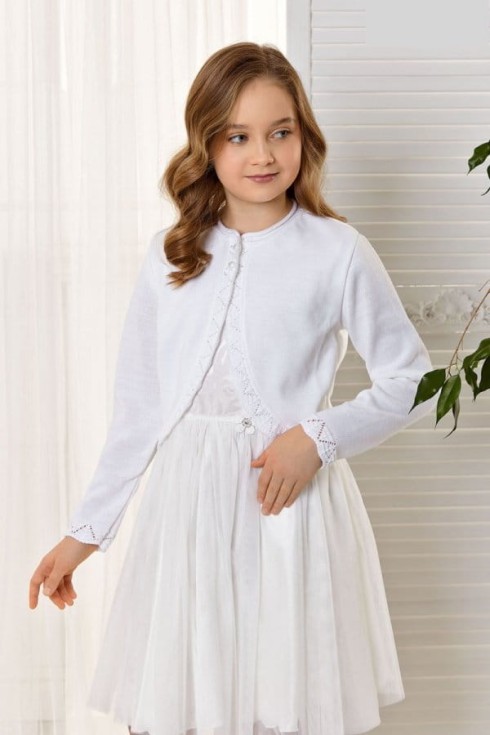 Lena lastebolero, kreemjas bolero, tüdrukute pidulik riietus, kvaliteetne lastemood, perekondlikud sündmused, kommunioonipeod, pulmad, elegantne tüdrukute bolero, lasterõivad, pidulikud lasterõivad, soojad bolerod