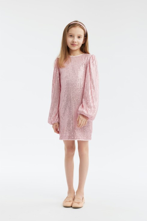 Gabriela tüdrukute kleit, roosa lastekleit, elegantsed tüdrukute rõivad, pidulik tüdrukute kleit, moekas lasterõivas, tüdrukute pidulik garderoob, lastemood