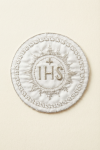 IHS embleem, armulaua aplikatsioon, hõbedane kaunistus, esimene armulaud, riiete kaunistamine, pidulik dekoor, 7 cm embleem
