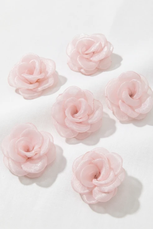 Roosade organza juukseklambrite komplekt 6 tk, roosa juukseklambrid tüdrukule, pidulik laste mood, suurused 6 tk, ZOYA Fashion Eesti