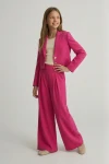 Pidulik tüdrukute komplekt Emi fuksia, tagantvaade, peenelt viimistletud fuksia pidulik komplekt