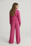 Pidulik tüdrukute komplekt Emi fuksia, detail lähivaates, õrn pidulik pidulik komplekt